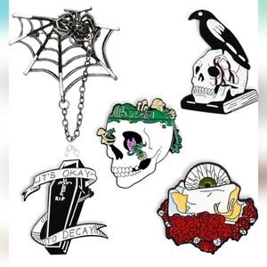 MJartoria Halloween 5pcs Cute Enamel Brooch Pins Set